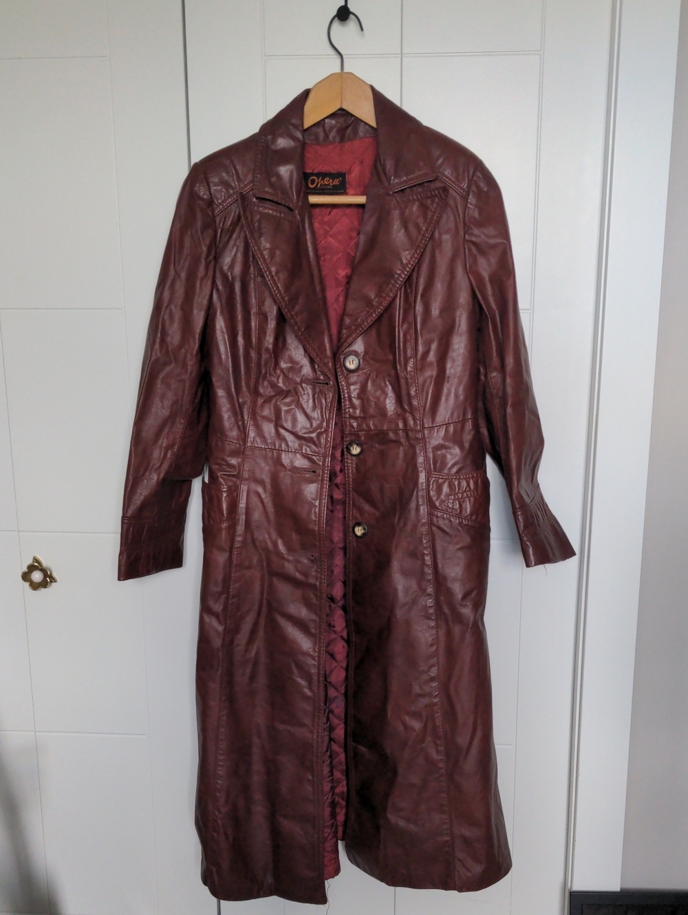 Vintage Opera Montreal Long Burgundy Leather Coat